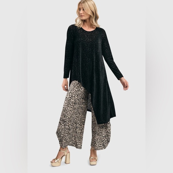 NWT Alembika Eve Punto Pants Leopard Print Wide-Leg Pants - Picture 9 of 9